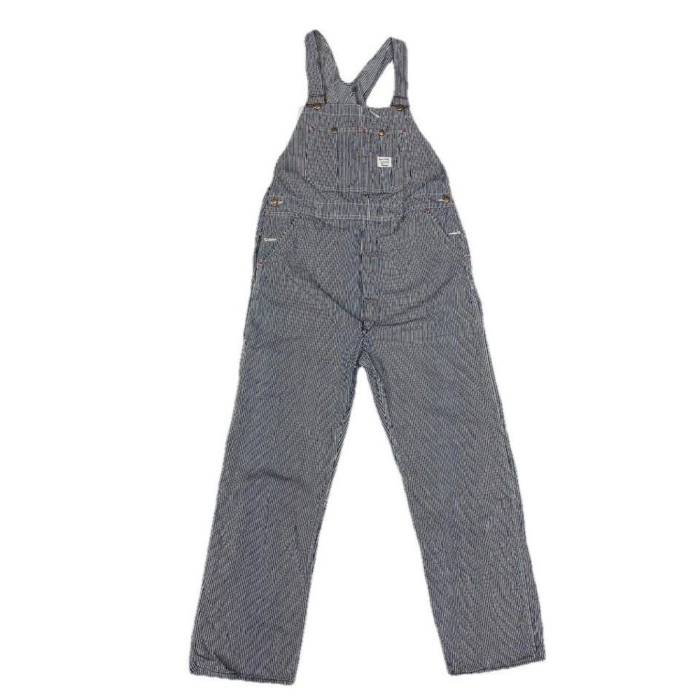 Vintage Penneys Big Mac Hickory Stripe Square Back Overalls 38x30 USA 1960s